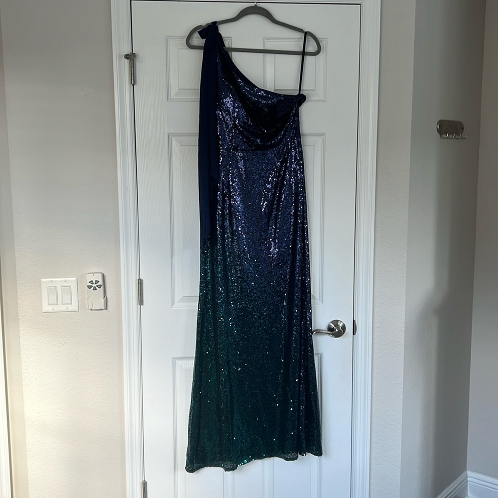 Ever ❤️Pretty full length ombre sequin one shoulder gown